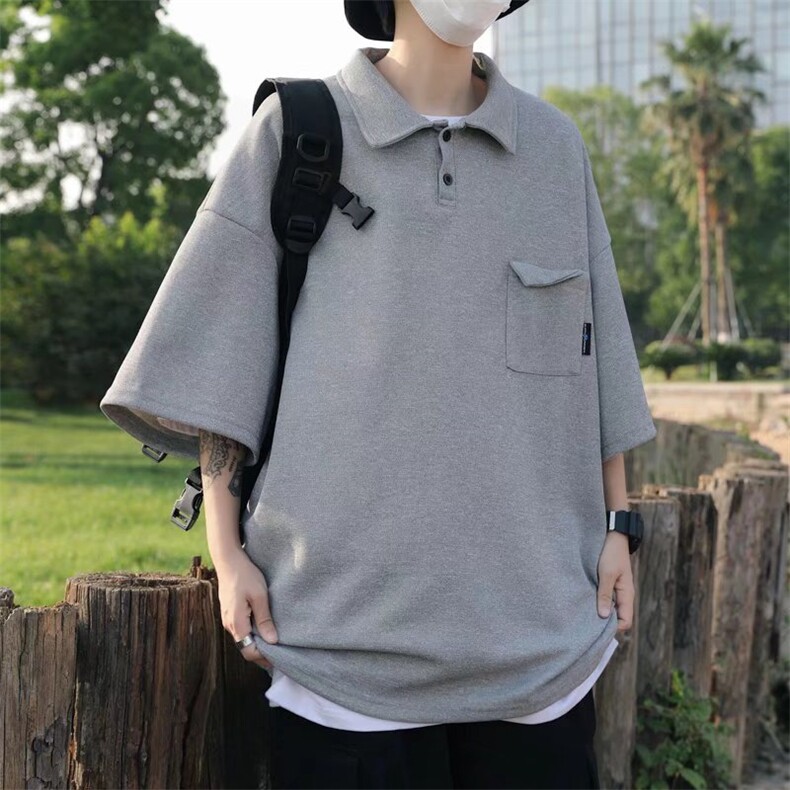 polo衫美式校园短袖男设计感小众复古日系2022翻领t恤W2883-P32,男装Polo衫,星座412-2