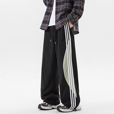 8XL-M加绒加厚条纹工装裤束脚休闲阔腿美式运动裤男K9116P58控78，男装休闲裤，电商D206-1