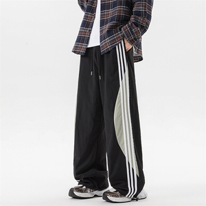 8XL-M 加绒加厚条纹工装裤束脚休闲阔腿美式运动裤男K9116P58控78图片