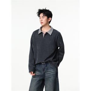 加绒加厚卫衣千鸟格长袖t恤polo打底衫504-T503-特P28（加绒P33）图片