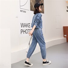2022年春款新款上衣裤子套装外套牛仔时尚气质两件套，女装套装/套裙，瑶迪依秀