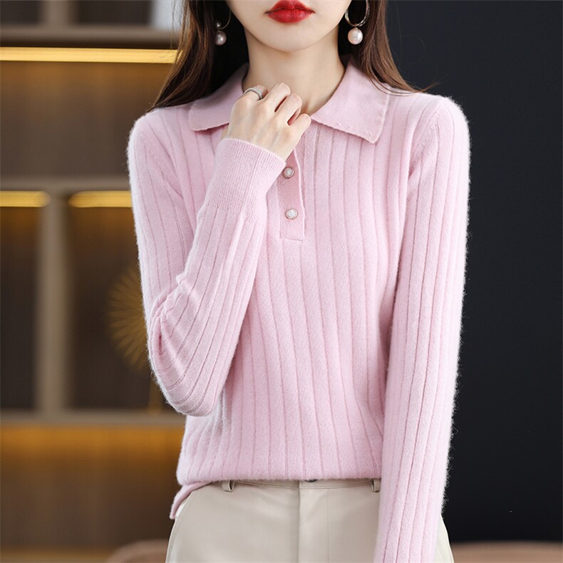 长袖套头纯色羊毛2024年秋季时尚气质针织衫，女装羊毛衫，冀清阳荣