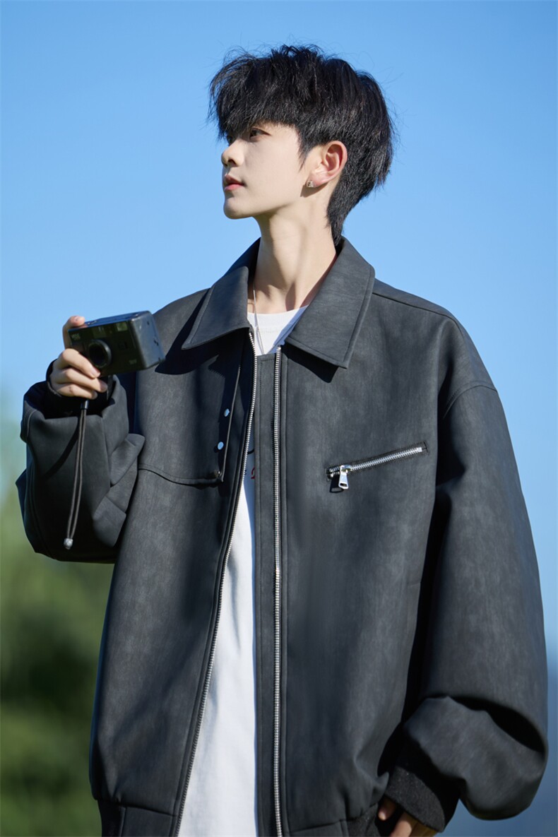 JK8868-P852025秋季新款PU皮夹克美式翻领外套控158,男装夹克,星座109