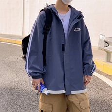 JK6001/P60春装新款男生撞色连帽夹克男潮大码宽松外套上衣控78，男装夹克，电商A141