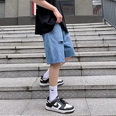 2025夏牛仔破洞短裤男乞丐ins裤子五分裤DK022，男装牛仔裤，星座1108-1