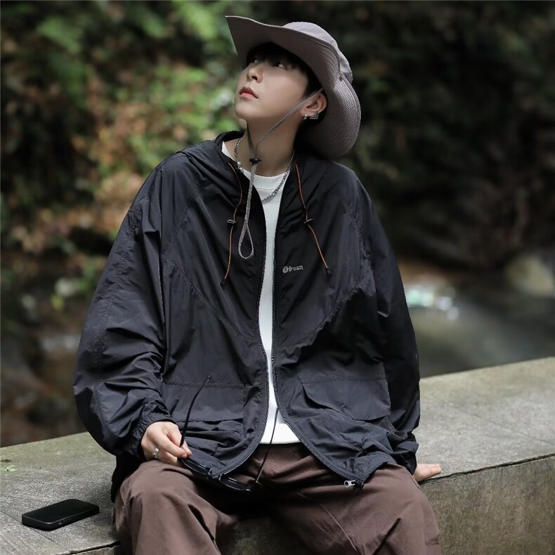 夏季防晒衣男冰丝连帽薄款宽松透气防晒服情侣潮外套FS9258-p45,男装防晒衣,星座1008-1