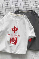 YT26198-P30亚麻短袖t恤男大码五分袖男宽松七分袖港风摆拍，男装T恤，电商A040