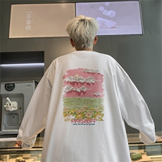 已注册港风纯棉260克高街抖音直播得物品质长袖T恤打底衫T4256P30，男装T恤，电商C408(原B339-1)