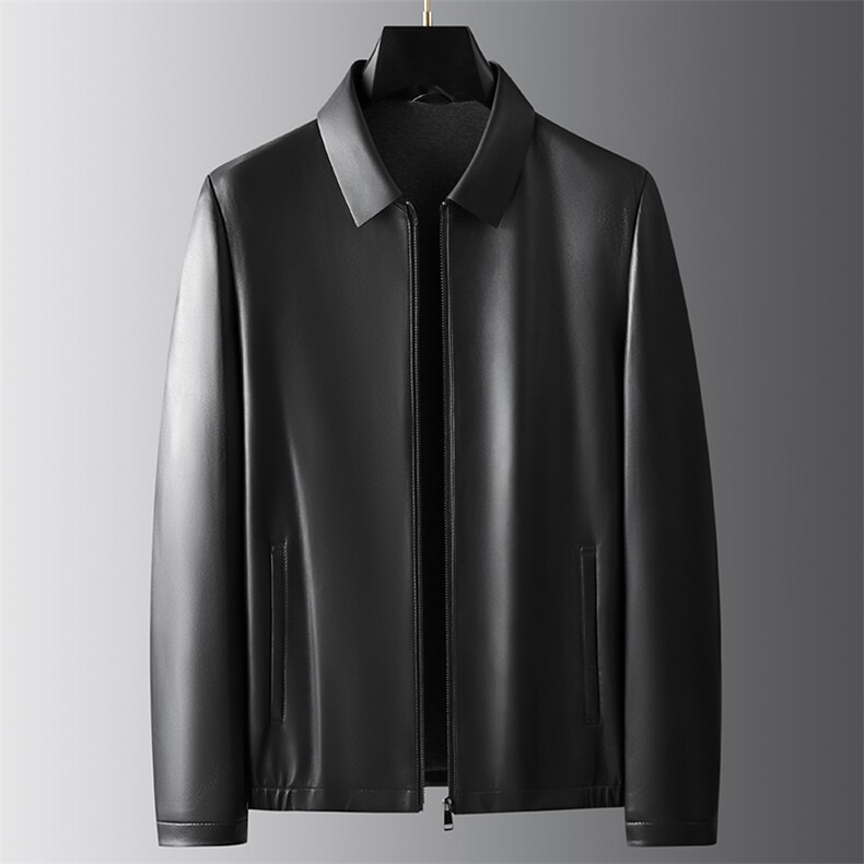 881208秋冬新款海宁皮衣男绵羊皮翻领外套商务男装工装P710，男装皮衣，电商B360