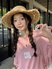 雪花棉麻手工蕾丝短袖时尚百搭，女装T恤，湘姗