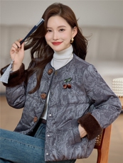 现货2025年冬季时尚新中式提花石墨烯绒棉棉衣，女装棉衣/棉服，依恋蒂丝