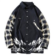 格子衬衫男长袖秋季2021新款潮牌潮流ins日系衬衣外套DS933TP45，男装衬衫，电商A102