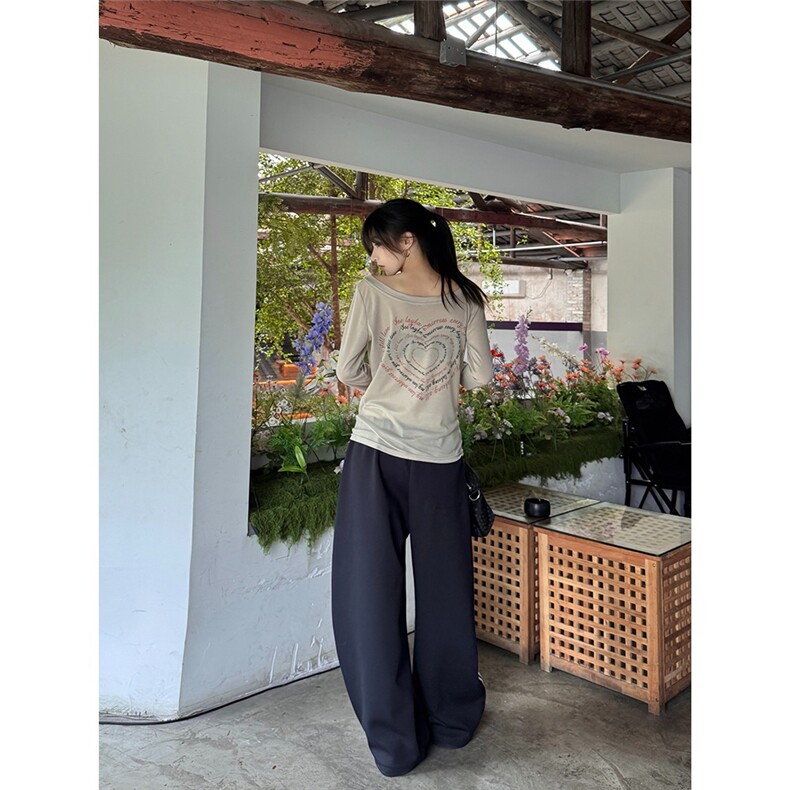 美式字母爱心运动卫裤男女街舞阔腿休闲长裤,女装休闲裤,星座1210-1