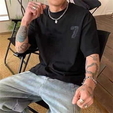 网图现货印花短袖T恤男夏季美式圆领宽松上衣914-4-D047P38控48，男装T恤，星座914-4
