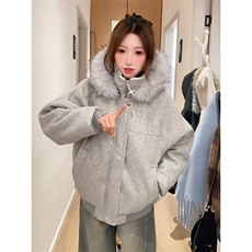 网图现货美式宽松大毛领呢子夹棉加厚棉服MY2259/特P105，男装棉衣，星座205-3