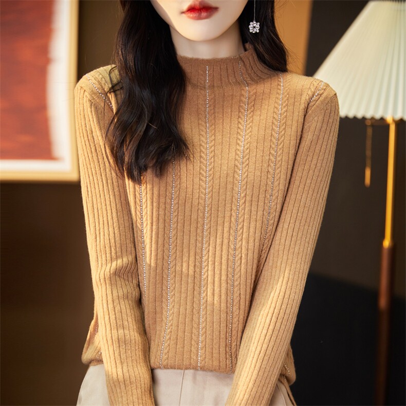 秋冬季新款半高领毛衣女长袖宽松显瘦百搭针织毛衣上衣,针织衫/毛衣,贵皇网供仓