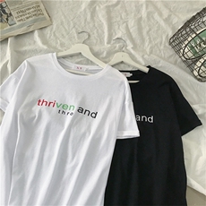 714-2-T090男新款港风日系男宽松棉麻体恤情侣短袖，男装T恤，星座714-1