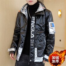 冬季亮片羽棉服男模特加厚夹克保暖外套工装棉衣蓝869加绒，男装夹克，星座1207