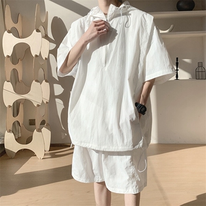 8XL-M休闲运动套装大码工装短袖冰丝薄款连帽户外防晒衣TZ1701P68图片