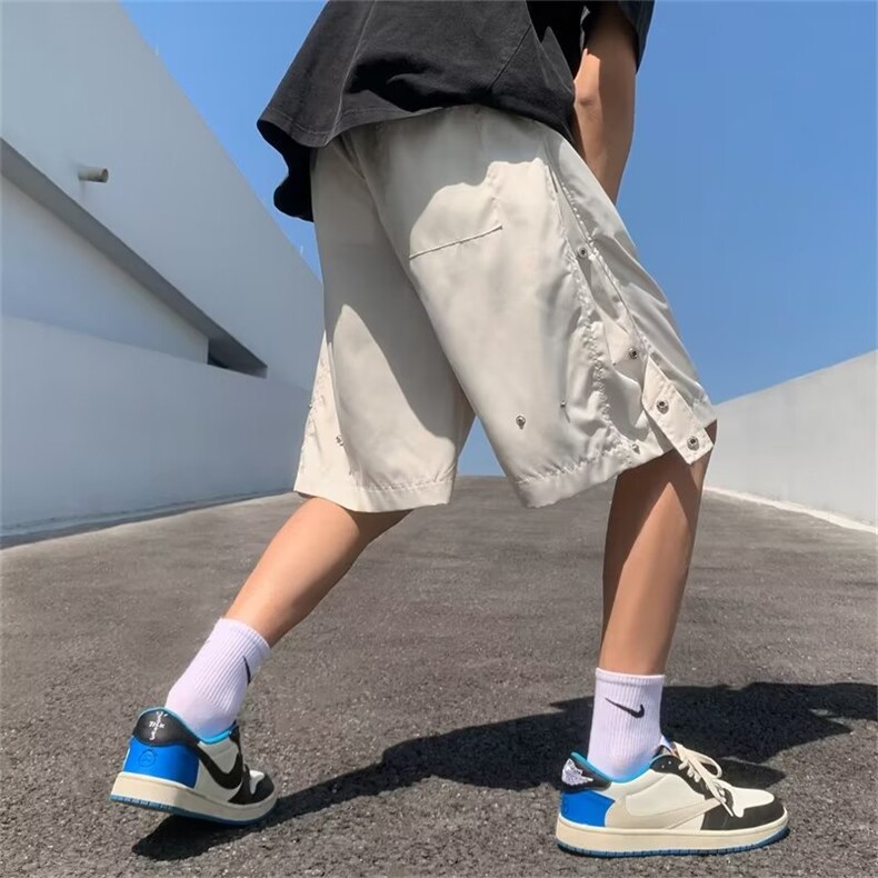 2023夏季港风纯色休闲短裤潮男宽松五分裤薄卫裤E105-P30,男装休闲裤,星座1109-3