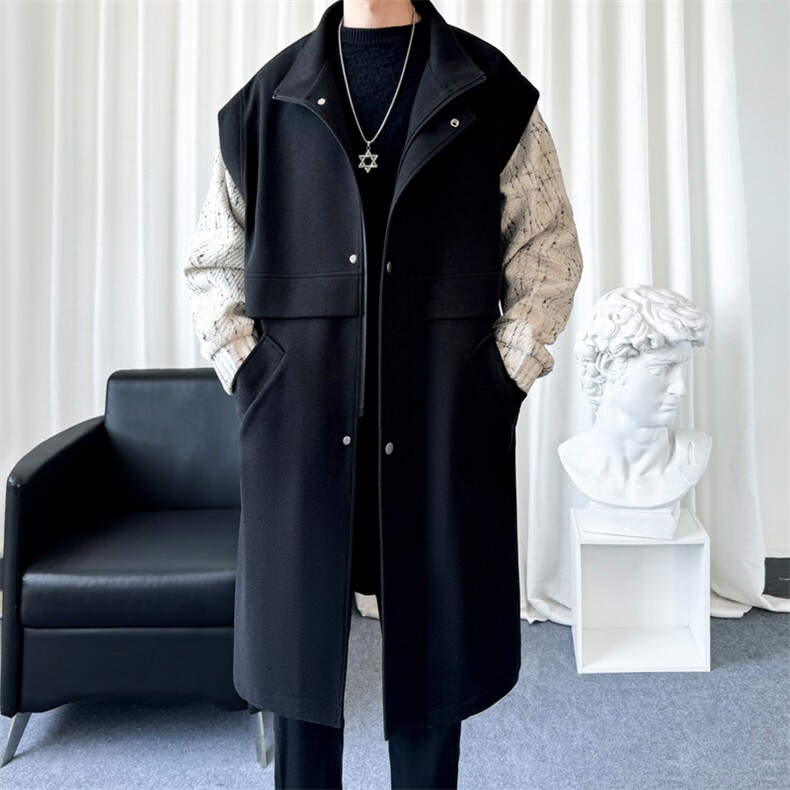 3W件大货小香风假两件毛呢男大衣男风衣男大码F115-P125爆景B，男装风衣，星座401