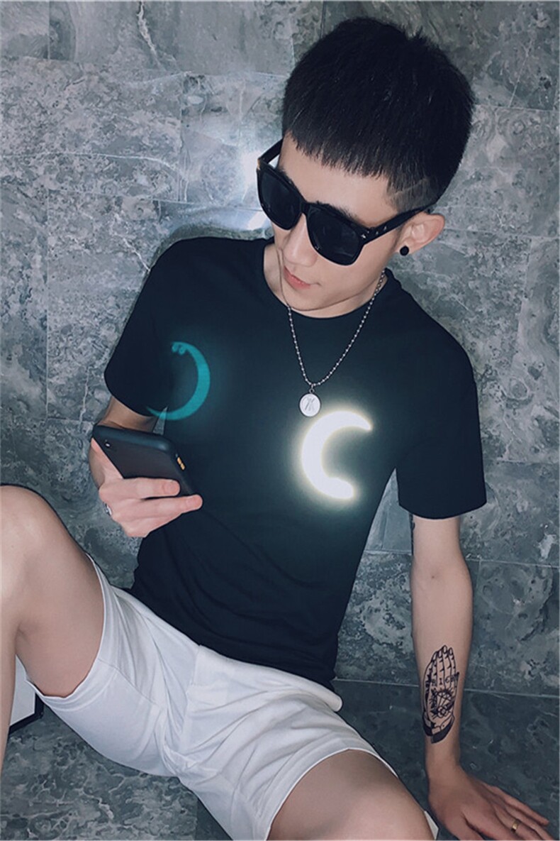 夏季荧光短袖t恤男潮牌上衣服社会小伙夜光体恤衫C301B-DT33,男装T恤,电商C301B