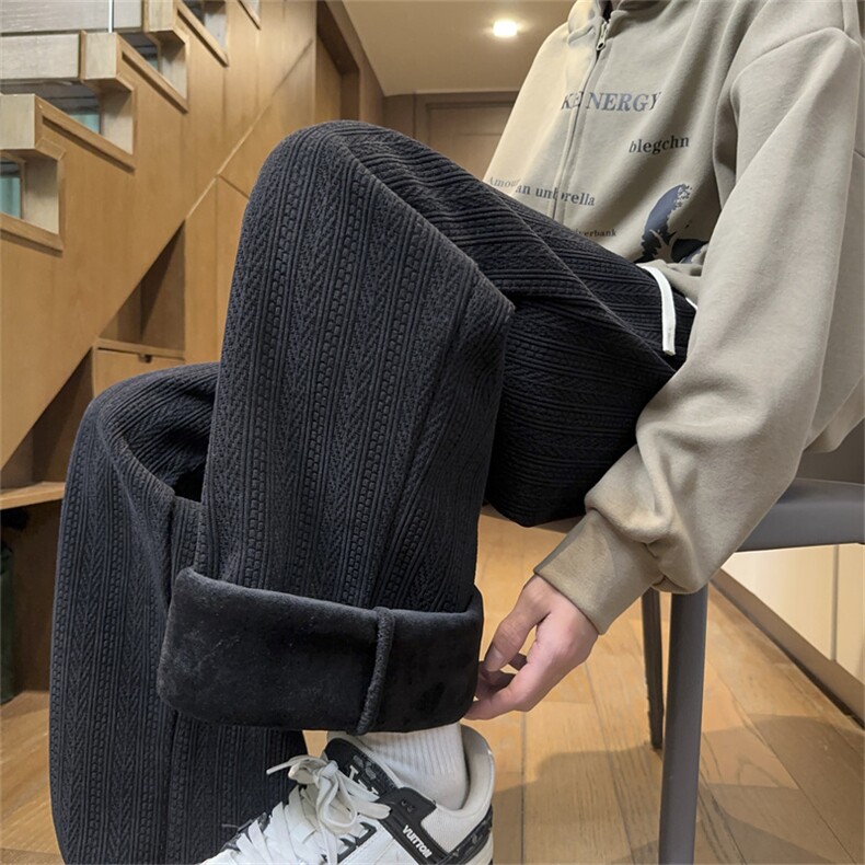 麦穗条加绒休闲长裤M-5XL特P45,男装卫衣,电商B325