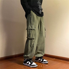 工装裤子男女春季潮牌日系复古多口袋宽松束脚休闲长裤K2725-p36，男装休闲裤，星座1008