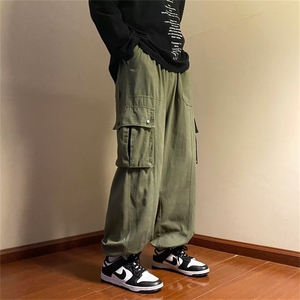 工装裤子男女春季潮牌日系复古多口袋宽松束脚休闲长裤K2725-p36图片