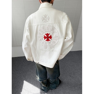 得物二开 克罗心印花牛仔高街夹克外套男2026秋季新款JK1273-P98图片