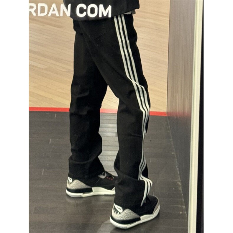 【有货】WK01CC常规特P43加绒特P50三条杠裤子男条纹运动卫裤,男装休闲裤,星座1007（原301D）