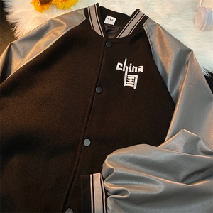 EQ106 秋装新款港风宽松红呢料棒球服字母刺绣夹克外套潮P115图片