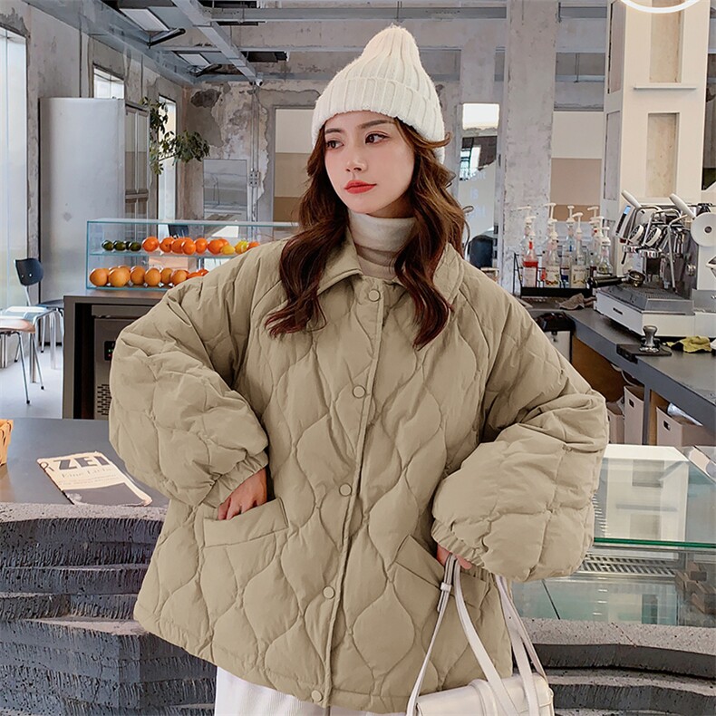 粉色菱格羽绒服冬季女2024新款韩系小个子超好看短款白鸭绒外套潮,女装羽绒服,浙宝305