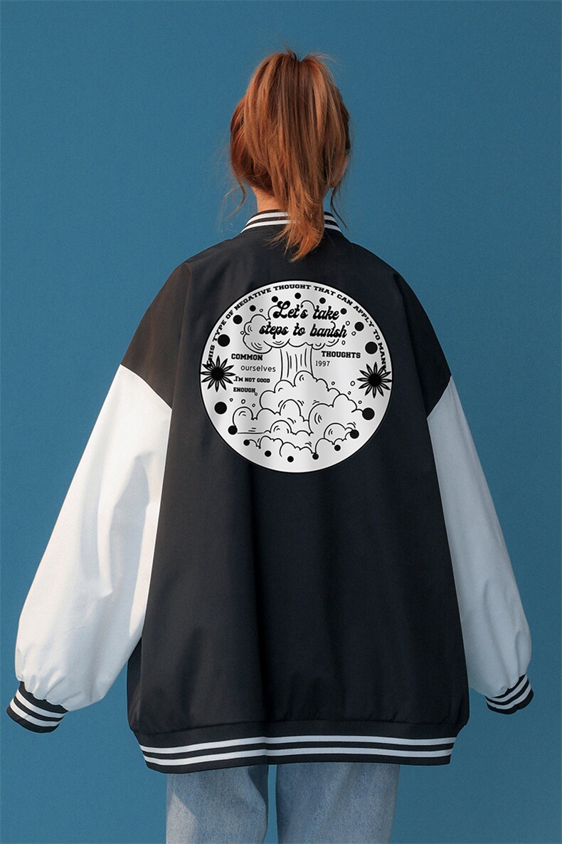 中性风2023春季潮流拼接外套情侣休闲宽松小夹克G88P65控78,男装夹克,A247A