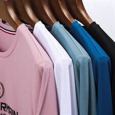 高品质纯棉夏季新款冰丝圆领字母男士短袖T恤休闲冰感上衣半TP45，男装T恤，钱塘6003A(原)4033A