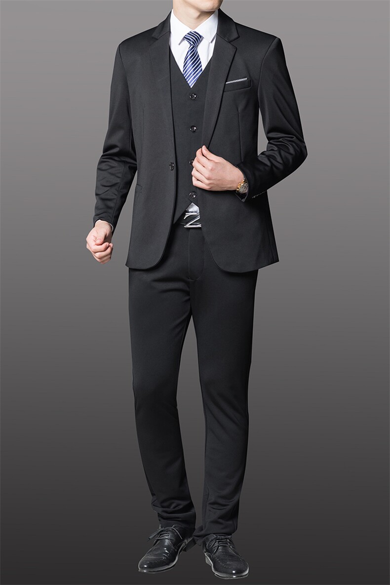 2023春季商务休闲爸爸装时尚纯色西服三件套套装中年装,男装西服套装,电商B212（原钱塘6029）