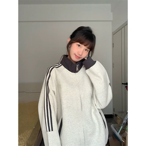 抖音得物高品质 美式高街重磅结构设计拼接织带立领卫衣外套 CM42图片