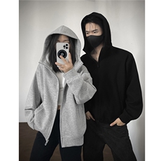 重磅420克boxy短款条纹连帽卫衣液态棉爽滑不变形外套男D9889-P72，女装短外套，星座610B-1