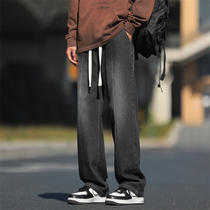 潮牌牛仔裤男四季款松紧腰高街水洗休闲裤子N527P50图片