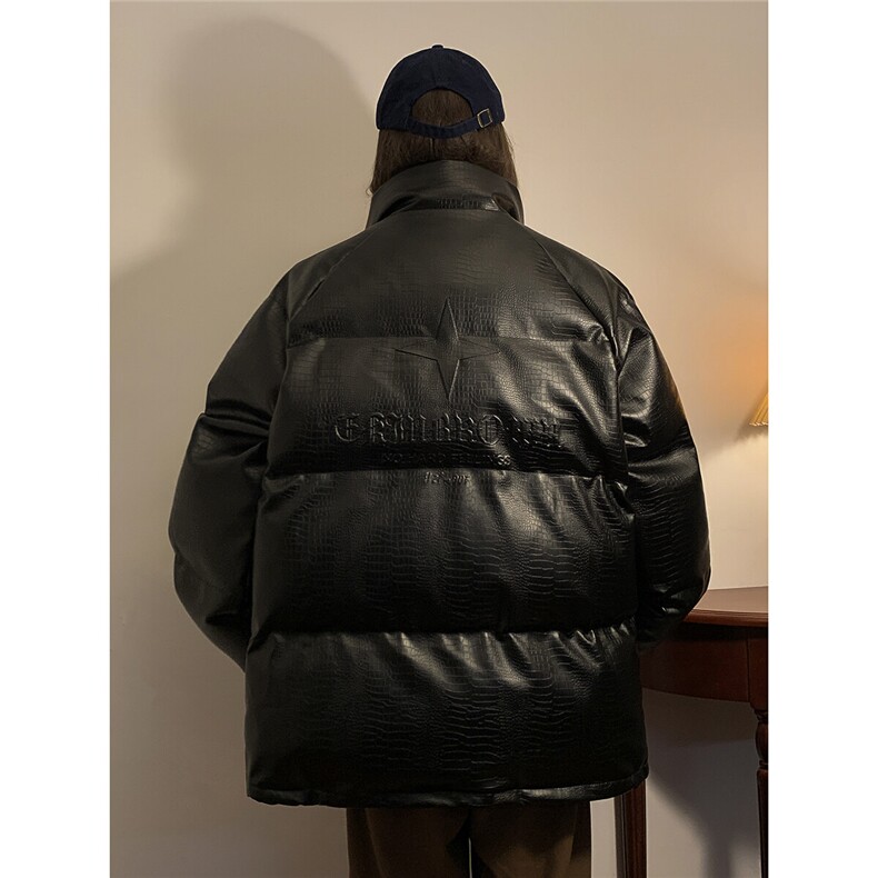 1中性风鳄鱼纹可拆卸四芒星胸针设计休闲棉衣男MY77733P128控168，男装棉衣，星座226-2