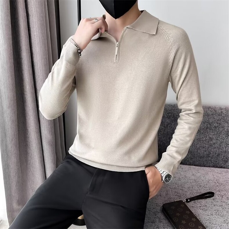轻熟风新款拉链针织Polo衫秋季潮牌男士潮流翻领S802-P55,男装Polo衫,星座1109-3