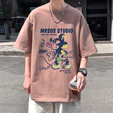 T370P26夏季新款美式纯棉短袖T恤ins衣服宽松半袖体恤字母印花，男装T恤，星座304A