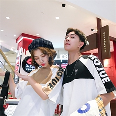 1702-HT015新款青年情侣体恤时尚日系男女短袖LPWv，男装T恤，星座714-1