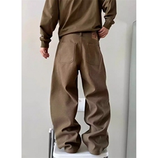 [008]复古牛仔长裤子男生阔腿直筒休闲高中宽松A079-AK83-P47，男装休闲裤，电商A079
