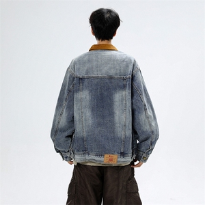 美式复古翻领牛仔夹克男女情侣街头上衣休闲外套JK08646-P75图片