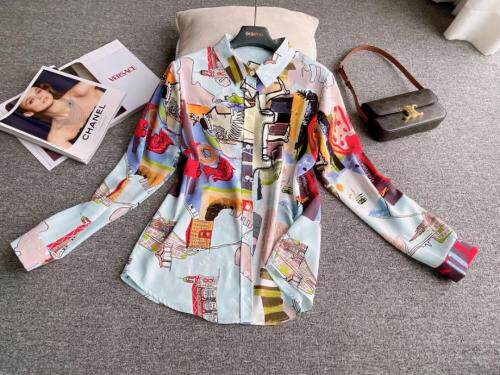 【现货】2021春季新品真丝双绉印花衬衫，女装衬衫，七七迷兰