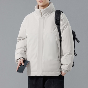 现货美式高街休闲夹克冬季立领纯色三防户外工装加厚棉服外套,明星穿搭女长图图片