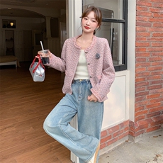 法式气质小香风短款外套女2025春秋季新款韩系显瘦圆领上衣，女装短外套，浪娴服饰