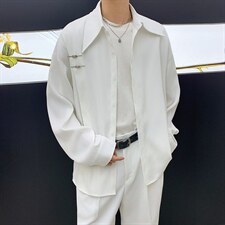 2026新款长袖衬衫男女高级新中式白衬衣大码宽松风盘扣休闲外套，男装衬衫，星座601-2