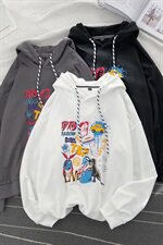 703-W7231秋季基础卡通印花连帽套头卫衣，男装卫衣，星座703